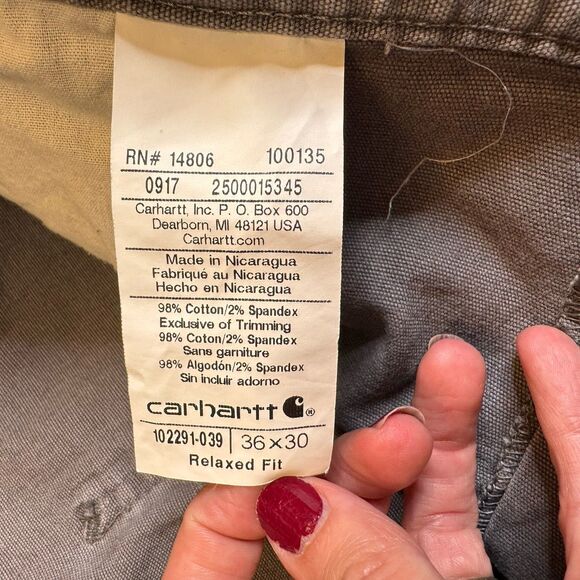 Carhartt Rugged Flex Rigby Canvas Pants Mens 36x30 Gray 102291 Workwear - Picture 3 of 10